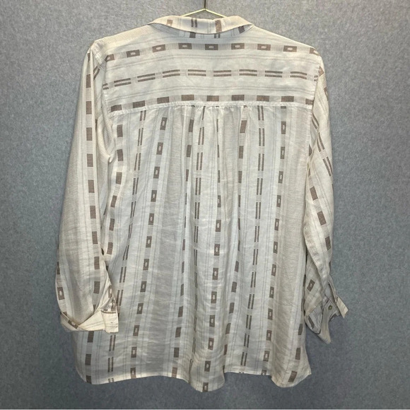 John Mark 100% Linen Roll Tab Henley Button Down Bucket Pocket Tunic Top - Picture 6 of 7